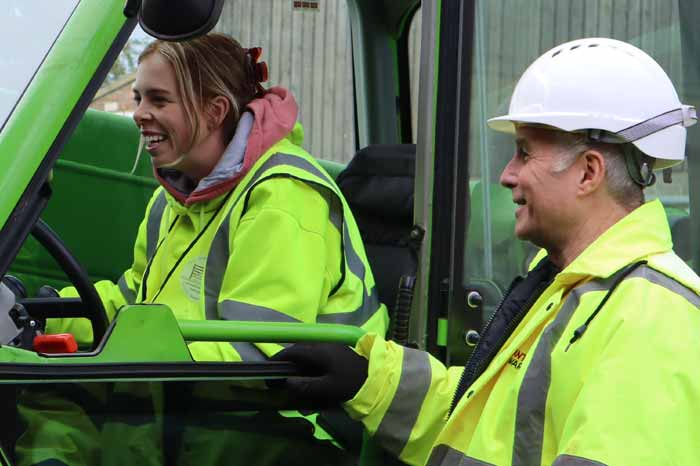 Young person getting experience of driving a telehandler. Picture: Riccardo Magliola at Vicky Anderson Training.