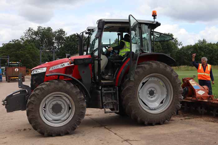 Young person getting experience operating a tractor pto. Picture: Riccardo Magliola, at Harper Adams.