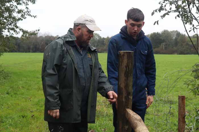 Young person getting experience of fence work on a farm. Picture: Riccardo Magliola at Myerscough College.