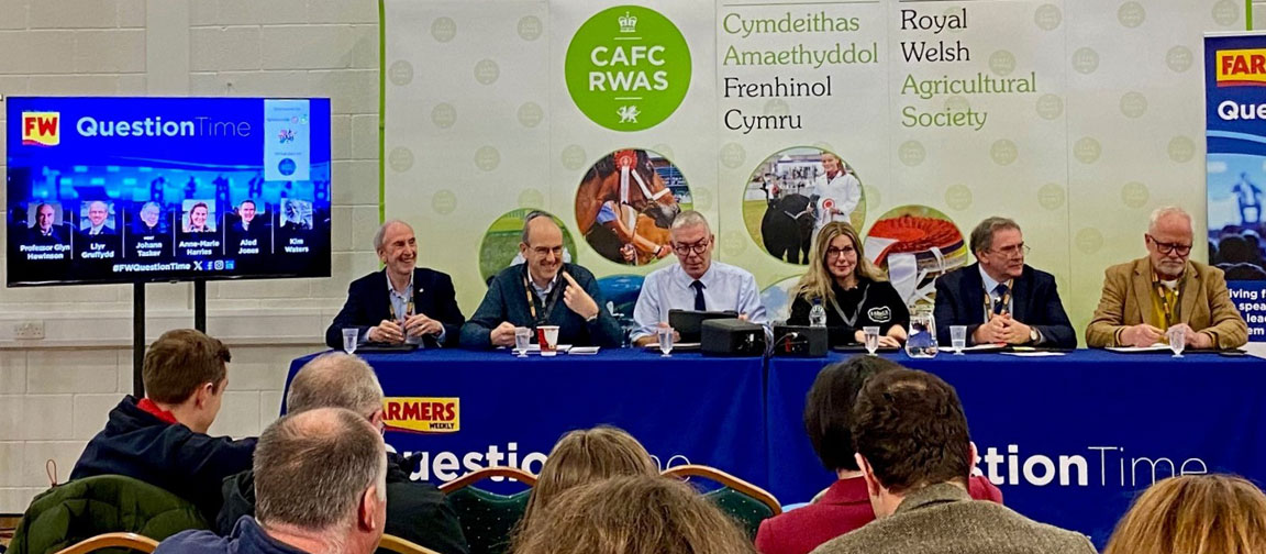Farmers Weekly Question Time event held at the Welsh Winter Fair.