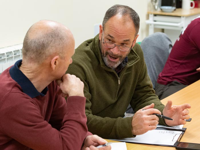 Farmers tackling a training course at Vicky Anderson Training, Northallerton. Graeme Gill (right) and Bede Wilkinson. Picture: John Eveson.